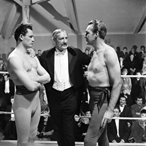 American actors Forrest Tucker and Maurice Bush in a scene from the Bare Knuckle Fighting