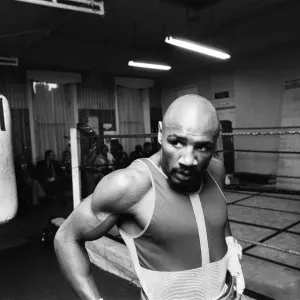 American boxer Marvin Hagler in London to challenge WBC American boxer Marvin Hagler in London to challenge WBC
