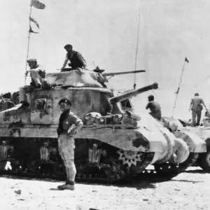American General Grant Tank Print - Libyan Forward HQ Scene, June 1942 American General Grant Tank Print - Libyan Forward HQ Scene, June 1942