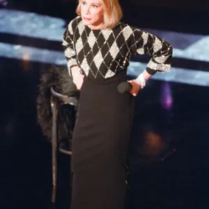 American Comedian Joan Rivers on stage, 7th June 1992