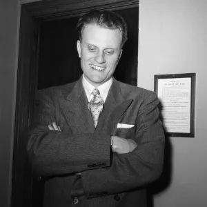 American evangelist Billy Graham at the Central Hall in Westminster American evangelist Billy Graham at the Central Hall in Westminster