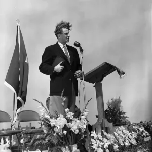 American evangelist Billy Graham visits Burtonwood in Lancashire to give a speech during American evangelist Billy Graham visits Burtonwood in Lancashire to give a speech during