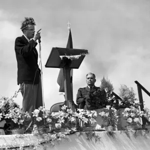 American evangelist Billy Graham visits Burtonwood in Lancashire to give a speech during American evangelist Billy Graham visits Burtonwood in Lancashire to give a speech during