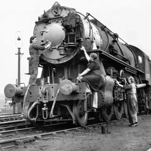 An American locomotive, one of the first batch to arrive in the United Kingdom for many An American locomotive, one of the first batch to arrive in the United Kingdom for many