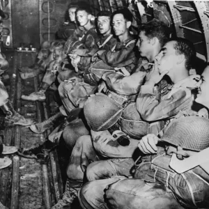 American paratroopers pictured in the C-47 of the Troop Carrier Air Division of American paratroopers pictured in the C-47 of the Troop Carrier Air Division of
