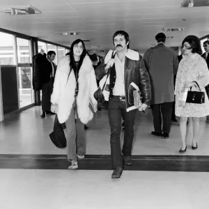 American pop singers Sonny and Cher on arrival at Heathrow Airport. 5th April 1969 American pop singers Sonny and Cher on arrival at Heathrow Airport. 5th April 1969