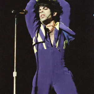 American pop star Prince performing on stage at the National Indoor Arena in Birmingham American pop star Prince performing on stage at the National Indoor Arena in Birmingham