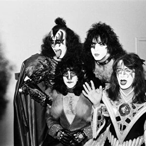American rock band Kiss pictured at Heathrow Airport. 4th September 1980