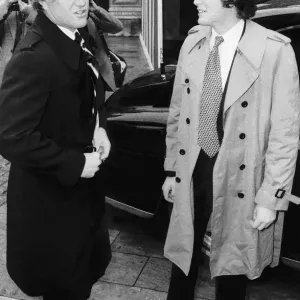 American Senator Edward Kennedy with his son in London during a visit to Britain