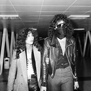 American singer Cher and Gene Simmons, bass guitarist with rock group Kiss, Arrivals