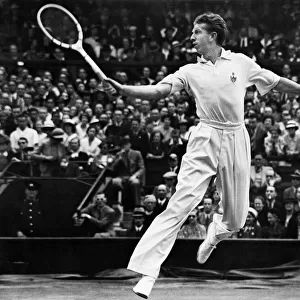 American tennis Player Don Budge in action during a Mens Singles match at Wimbledon in