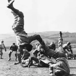 American troops practice commando training prior to the invasion of Europe American troops practice commando training prior to the invasion of Europe