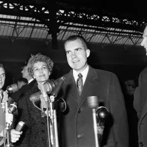 American Vice President Richard Nixon with his wife at Victoria Station in London 1958 American Vice President Richard Nixon with his wife at Victoria Station in London 1958