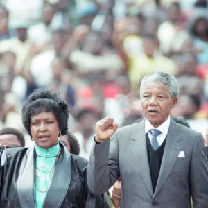 ANC leader Nelson Mandela with his wife Winnie in Soweto, Johannesburg ANC leader Nelson Mandela with his wife Winnie in Soweto, Johannesburg