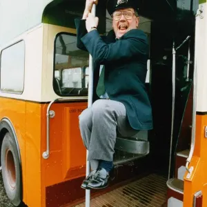 Andy Cameron having fun on a double decker bus March 1993 Andy Cameron having fun on a double decker bus March 1993
