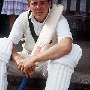 Andy Goram holding cricket bat July 1989