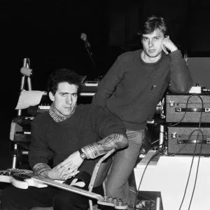 Andy McCluskey and Paul Humphreys (on keyboards) of the band Orchesteral Manouevers In Andy McCluskey and Paul Humphreys (on keyboards) of the band Orchesteral Manouevers In