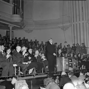 Aneurin Bevan Labour Party MP seen here address a political meeting in Cambridge Circa