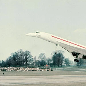 Anglo - French Concorde 002 takes off for its maiden flight from Filton, Bristol