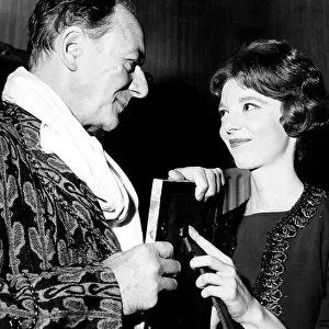 Anna Massey actress with Sir John Gielgud in a scene from the play "