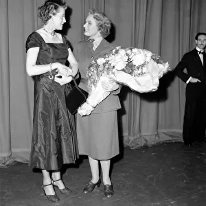 Anna Neagle bids farewell to members of the cast and admirers after last performance of
