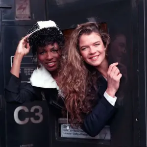 Annabel Croft treasure hunter and singer Sinitta at St Pancras Station London to launch Annabel Croft treasure hunter and singer Sinitta at St Pancras Station London to launch