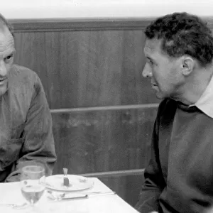 Anthony Quayle and Harry Andrews having lunch together - 20 November 1957