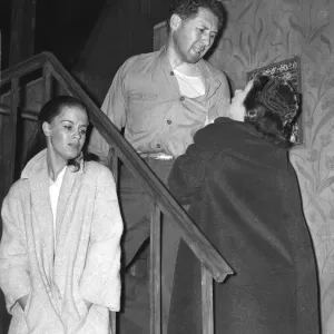 Anthony Quayle with Mary Ure and Megs Jenkins rehearsing play View From the Bridge by