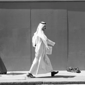 Arab man wearing traditional garments on Gloucester Road, South Kensington Arab man wearing traditional garments on Gloucester Road, South Kensington