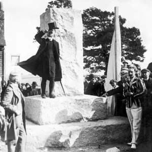 Archdeacon Fearon of Winchester speaking from the monument of cricket at Hambledon Archdeacon Fearon of Winchester speaking from the monument of cricket at Hambledon