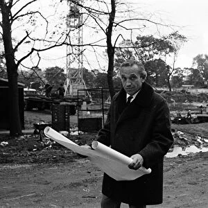 Architect John Madin at the site of the new BBC headquarters in Pebble Mill Lane