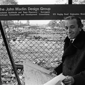 Architect John Madin at the site of the new BBC headquarters in Pebble Mill Lane Architect John Madin at the site of the new BBC headquarters in Pebble Mill Lane