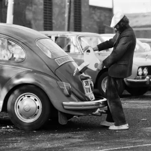 Architectural student Vic Lock, 26, of Kidderminster, winds up his 11-year-old Volkswagen Architectural student Vic Lock, 26, of Kidderminster, winds up his 11-year-old Volkswagen
