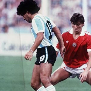 Argentina v Hungary World Cup 1982 football Maradona on the ball control