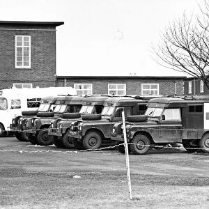 Army ambulances on stand by at Albermarle Barracks, Ouston
