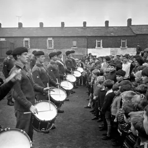 Army band play for children of reopening of Island street. Playground - Belfast Army band play for children of reopening of Island street. Playground - Belfast