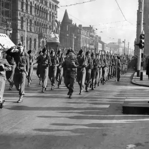 Army Day Parade in Belfast. The 1st Batt. Royal Inniskillen Fusiliers. 22nd October 1949 Army Day Parade in Belfast. The 1st Batt. Royal Inniskillen Fusiliers. 22nd October 1949