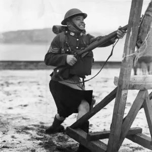 Black and White Print of a Celtic Regiment Soldier in Army Training Black and White Print of a Celtic Regiment Soldier in Army Training