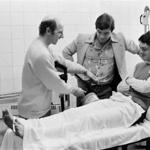 Arsenal FCs David O Leary on the treatment table for a minor thigh knock with