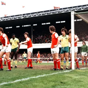Arsenal v. Norwich. Justin Fashanu and Sammy Nelson. 28th April 1978 Arsenal v. Norwich. Justin Fashanu and Sammy Nelson. 28th April 1978
