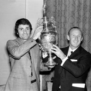 Arsenals Frank McLintock & Bertee Mee at party 1971 celebrating winning Arsenals Frank McLintock & Bertee Mee at party 1971 celebrating winning