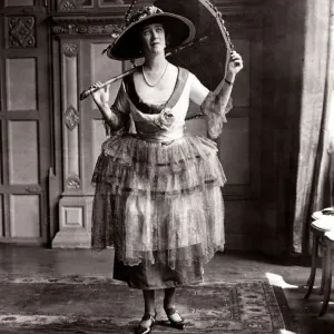 Ascot frock - June 1921 woman in dress holding a umbrella Ascot frock - June 1921 woman in dress holding a umbrella