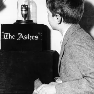 The Ashes Trophy, a young schoolboy looks The Ashes Trophy, a young schoolboy looks
