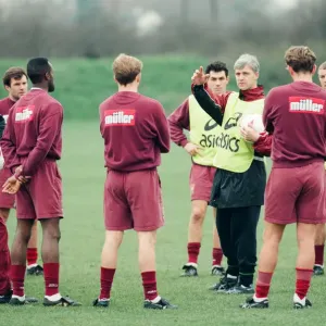 Aston Villa football team training with their new manager, Brian Little Aston Villa football team training with their new manager, Brian Little
