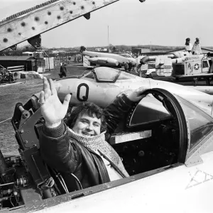 Astrologer Russell Grant poses in the cockpit of a Lockheed Shooting Star during his Astrologer Russell Grant poses in the cockpit of a Lockheed Shooting Star during his