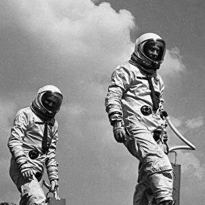 Astronauts Edwin Eugene Buzz Aldrin (right) and Theodore Cordy Ted Freeman (left