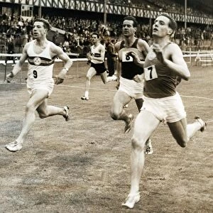 Athlete Mike Hildrey August 1967 winning heat 2 in the 120 yds invitation