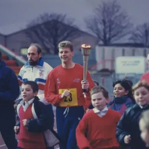 Athlete Steve Cram Steve Cram carrying a torch for Children in Need Athlete Steve Cram Steve Cram carrying a torch for Children in Need