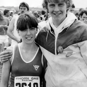 Athlete Steve Cram Steve Cram and fiancee Karen Waters after completing Athlete Steve Cram Steve Cram and fiancee Karen Waters after completing