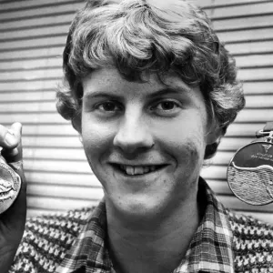 Athlete Steve Cram Steve Cram show off his gold medals won in 1500 metres Athlete Steve Cram Steve Cram show off his gold medals won in 1500 metres